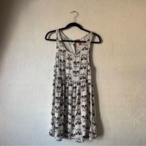 H&M divided White Sleeveless Mini Dress with Black Skull Motif